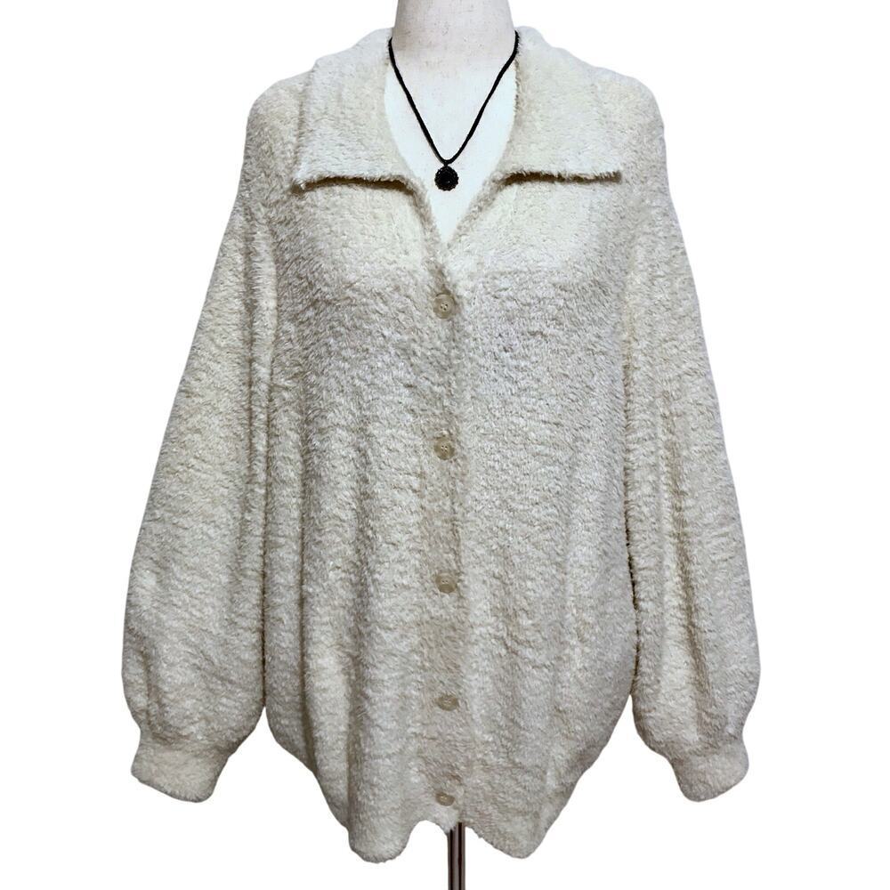 Susina NWT Teddy Faux Fur Button Cardigan Sweater Women 3X